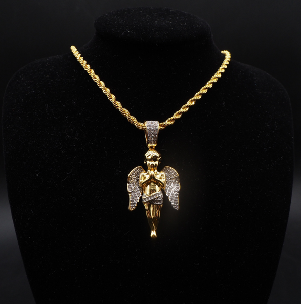 high-quality angel pendant hip-hop european and american necklaces, men and women's two-color zircon micro-inlaid jesus tr, Silver
high-quality angel pendant hip-hop european and american necklaces, men and women's two-color zircon micro-inlaid jesus tr, Silver