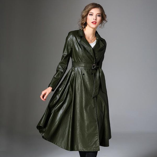 2020 autumn pu leather long jackets women european elegant long slim windbreaker black coats manteau femme lx2007
2020 autumn pu leather long jackets women european elegant long slim windbreaker black coats manteau femme lx2007