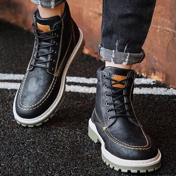 2020 autumn winter new men sneakers ankle boots high men shoes retro leather casual boots male casual y4-65, Black
2020 autumn winter new men sneakers ankle boots high men shoes retro leather casual boots male casual y4-65, Black
