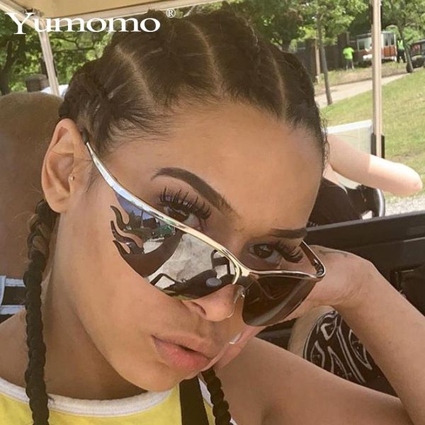 sunglasses fashion fire flame women men oversized rimless designer vintage sun glasses uv400, White;black
sunglasses fashion fire flame women men oversized rimless designer vintage sun glasses uv400, White;black