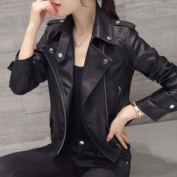 women's leather & faux women fashion zipper motocycle jacket female autumn classical slim turn-down collar pu outwear coat1, Black
women's leather & faux women fashion zipper motocycle jacket female autumn classical slim turn-down collar pu outwear coat1, Black