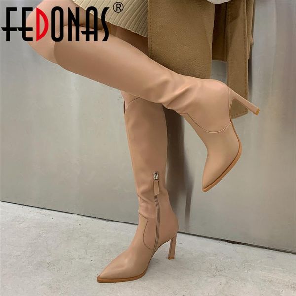 fedonas elegant side zipper tight high boots genuine leather high heels shoes woman 2020 fall wedding basic knee boots, Black
fedonas elegant side zipper tight high boots genuine leather high heels shoes woman 2020 fall wedding basic knee boots, Black
