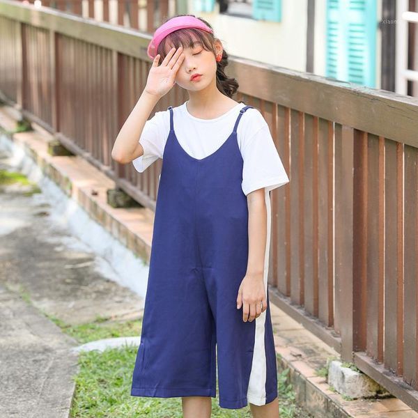 jumpsuits teen girls jumpsuit summer cotton solid color kids suspenders pant fashion bow personality pocket 2021 children's clothing1, Blue
jumpsuits teen girls jumpsuit summer cotton solid color kids suspenders pant fashion bow personality pocket 2021 children's clothing1, Blue
