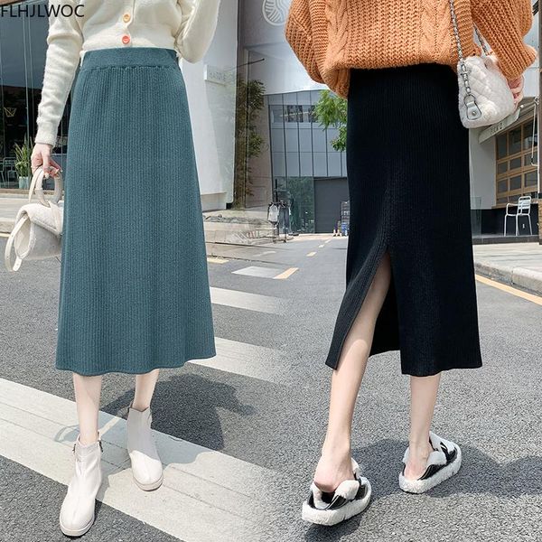 solid color winter spring women fashion cute casual preppy style girls gray blue black high waist split long skirts o342
solid color winter spring women fashion cute casual preppy style girls gray blue black high waist split long skirts o342