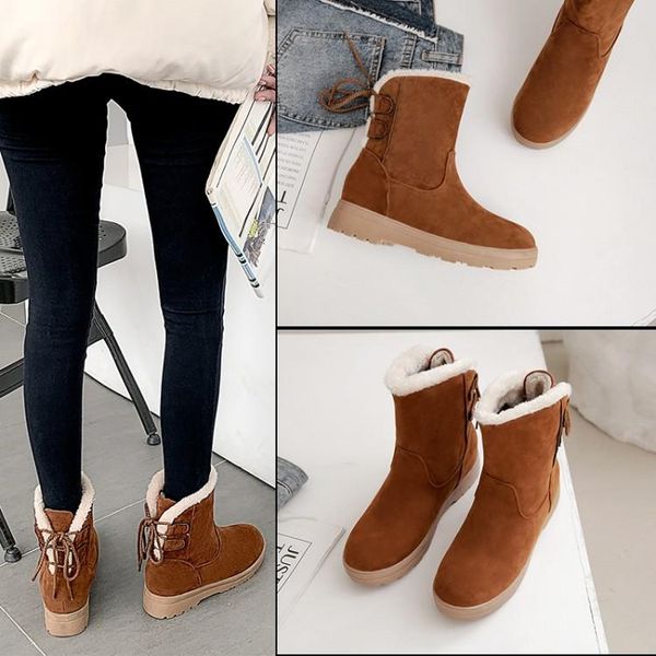 women's boots autumn booties woman 2020 low heel plush australia shoes round toe winter footwear boots-women fur snow, Black
women's boots autumn booties woman 2020 low heel plush australia shoes round toe winter footwear boots-women fur snow, Black