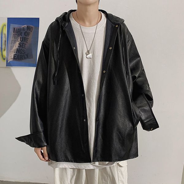 men's autumn 2021 new lean pure colour leather shirt long youth u46j, White;black
men's autumn 2021 new lean pure colour leather shirt long youth u46j, White;black