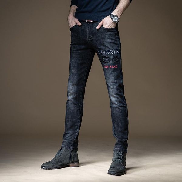 men's jeans men stretch black letter embroidery straight pants streetwear slim fit denim trousers, Blue
men's jeans men stretch black letter embroidery straight pants streetwear slim fit denim trousers, Blue