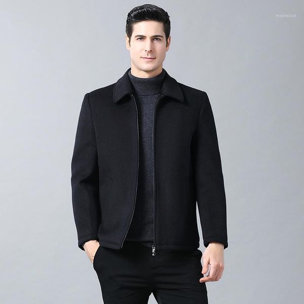 long blending collar outerwear turn-down sleeve double breasted short design navy wool solid color men woolen coat1, Black
long blending collar outerwear turn-down sleeve double breasted short design navy wool solid color men woolen coat1, Black