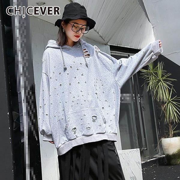 women's hoodies & sweatshirts chicever autumn hole sweatshirt for women casual loose hooded long sleeve female pullovers fashion 2021, Black
women's hoodies & sweatshirts chicever autumn hole sweatshirt for women casual loose hooded long sleeve female pullovers fashion 2021, Black