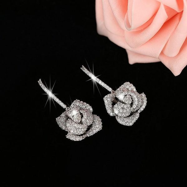 dangle & chandelier korean shiny luxury crystal rose flower petal drop earrings for women fashion zircon pendientes jewelry accessories, Silver
dangle & chandelier korean shiny luxury crystal rose flower petal drop earrings for women fashion zircon pendientes jewelry accessories, Silver