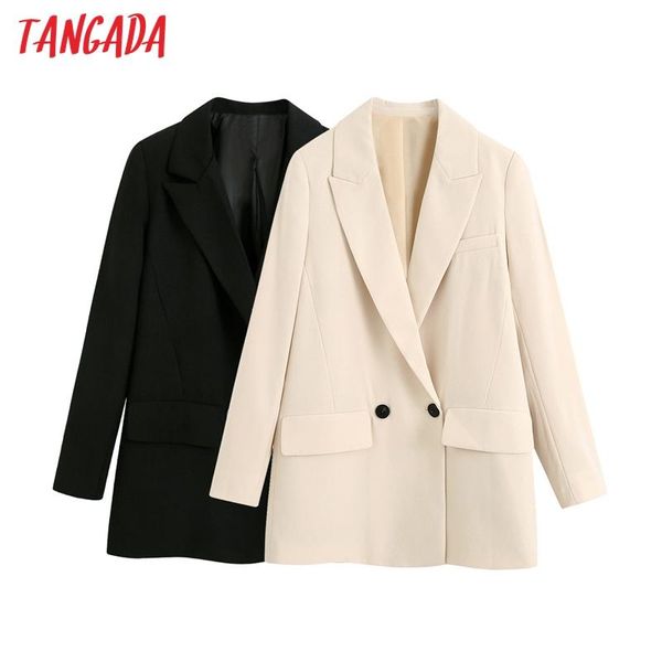 tangada women solid blazer coat vintage double breasted long sleeve 2021 fashion female outerwear chic be11, White;black
tangada women solid blazer coat vintage double breasted long sleeve 2021 fashion female outerwear chic be11, White;black