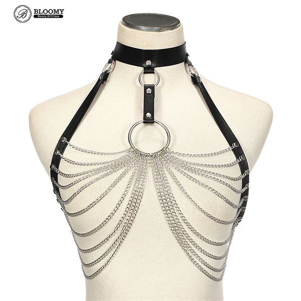 leather harness body chain bra goth punk rock bondage black chest belt chain club festival fashion jewelry underwear t200508, Silver
leather harness body chain bra goth punk rock bondage black chest belt chain club festival fashion jewelry underwear t200508, Silver