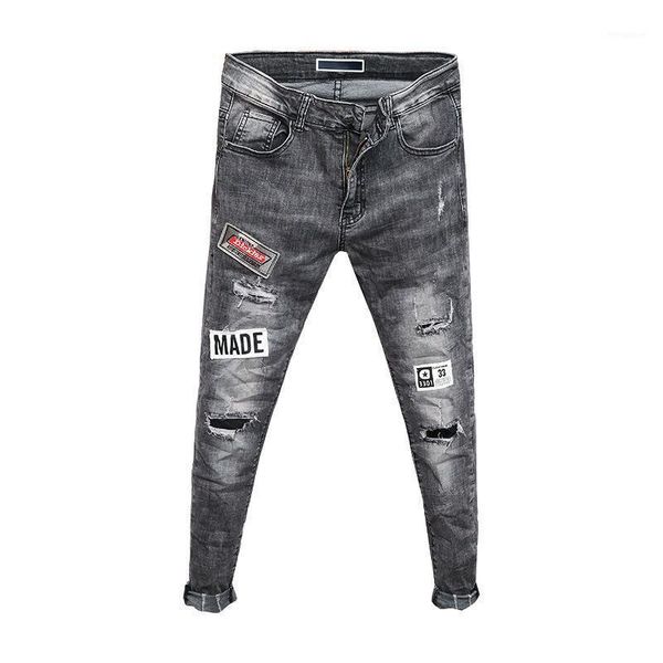 spring and summer 2020 new style fashion embroidery patch hole trend men's jeans korean style pants slim-fit grey pencil pants1, Blue
spring and summer 2020 new style fashion embroidery patch hole trend men's jeans korean style pants slim-fit grey pencil pants1, Blue