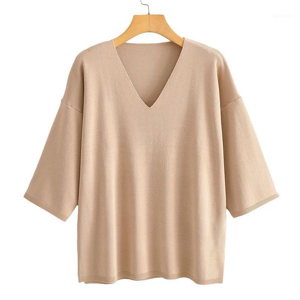 rr casual loose v neck sweaters women fashion solid sweater women elegant three quarter sweaters female ladies ht1, White;black
rr casual loose v neck sweaters women fashion solid sweater women elegant three quarter sweaters female ladies ht1, White;black