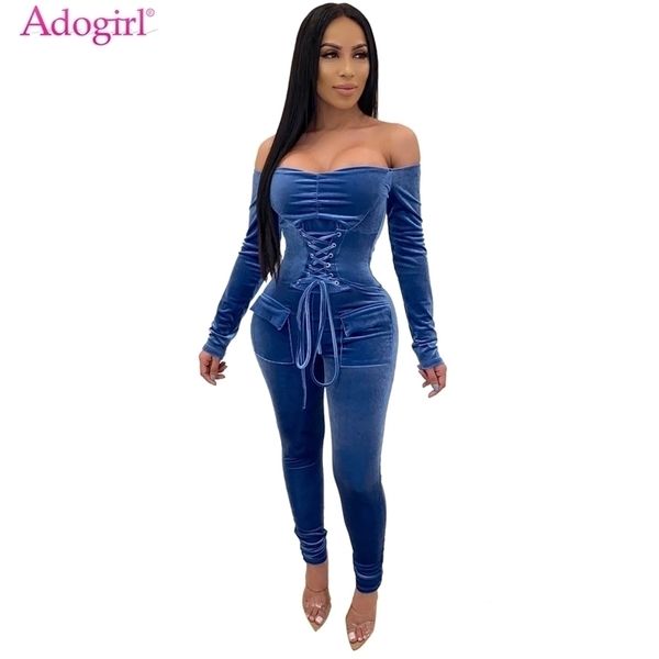 adogirl grommet lace up bandage velvet jumpsuit women slash neck off shoulder long sleeve pockets romper casual overalls y200422, Black;white
adogirl grommet lace up bandage velvet jumpsuit women slash neck off shoulder long sleeve pockets romper casual overalls y200422, Black;white