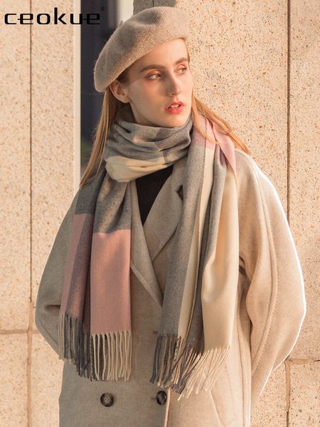 wool scarf women's autumn and winter korean versatile shawl dual purpose thickened long cashmere british check warm neck, Blue;gray
wool scarf women's autumn and winter korean versatile shawl dual purpose thickened long cashmere british check warm neck, Blue;gray