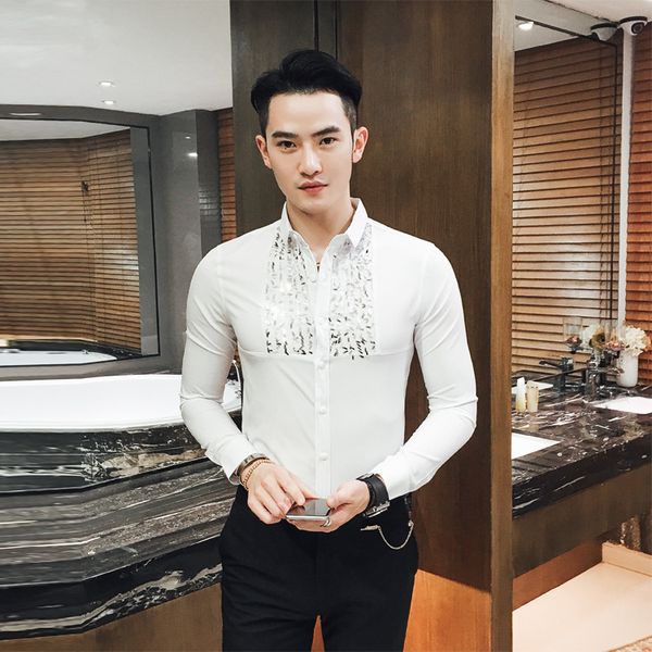 men's casual shirts baroque mens camicia barocco club outfits korean clothes black camisa social slim fit white dress, White;black
men's casual shirts baroque mens camicia barocco club outfits korean clothes black camisa social slim fit white dress, White;black