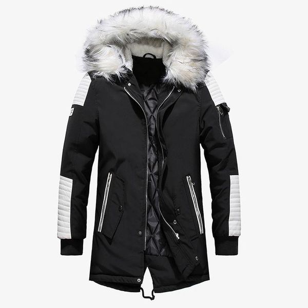 autumn and winter new men's cotton jacket thick warm casual coat hooded large fur collar down jacket, Black
autumn and winter new men's cotton jacket thick warm casual coat hooded large fur collar down jacket, Black