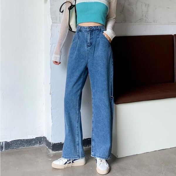 женщина джинсы рваные высокой талией одежда wide leg denim одежда streetwear урожай качество 2020 мода harajuku прямые брюки, Blue
женщина джинсы рваные высокой талией одежда wide leg denim одежда streetwear урожай качество 2020 мода harajuku прямые брюки, Blue