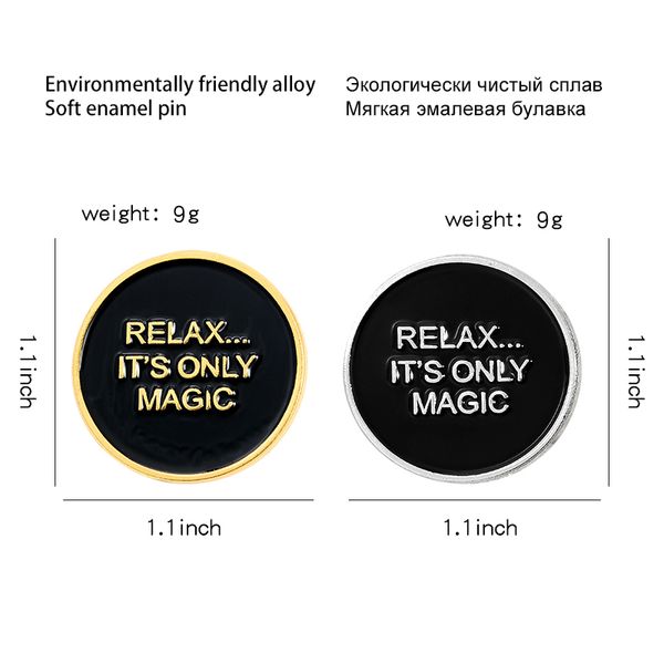 black round enamel custom relax brooches badge bag shirt lapel buckle only magic quote gift friends, Gray
black round enamel custom relax brooches badge bag shirt lapel buckle only magic quote gift friends, Gray