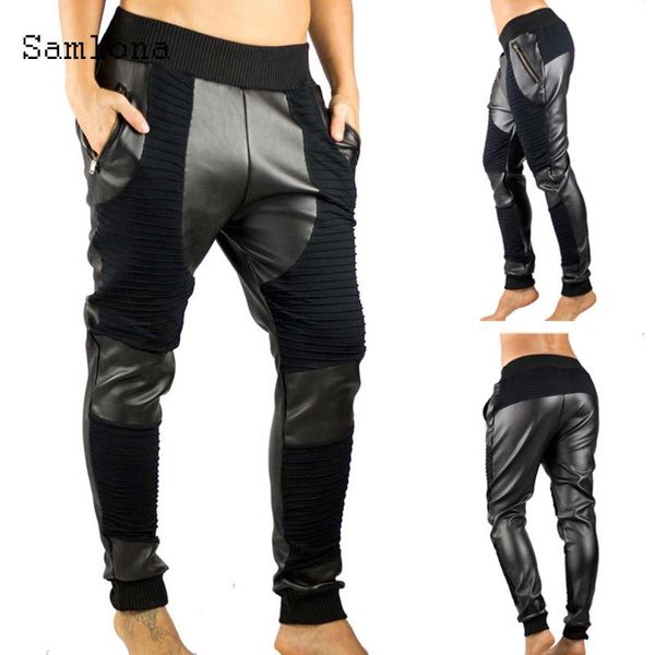 men jeans fashion pu leather pant male 2020 autumn bottoms pants male patchwork faux leather straight trousers mens clothing, Black
men jeans fashion pu leather pant male 2020 autumn bottoms pants male patchwork faux leather straight trousers mens clothing, Black