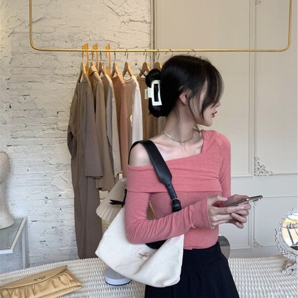 2020 autumn new versatile design feeling small fragrant shoulder t-shirt shoulder long sleeve t-shirt two colors 24792 naazd, White
2020 autumn new versatile design feeling small fragrant shoulder t-shirt shoulder long sleeve t-shirt two colors 24792 naazd, White