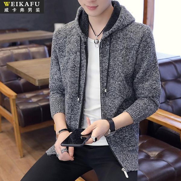 spring autumn jacket mens knitted shirt cardigan mid-length sweater korean-style slim fit trend coat hooded, White;black
spring autumn jacket mens knitted shirt cardigan mid-length sweater korean-style slim fit trend coat hooded, White;black