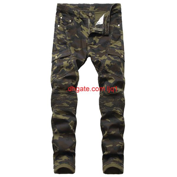 new men's jeans camouflage fold splicing slim casual small straight jeans pants, Blue
new men's jeans camouflage fold splicing slim casual small straight jeans pants, Blue