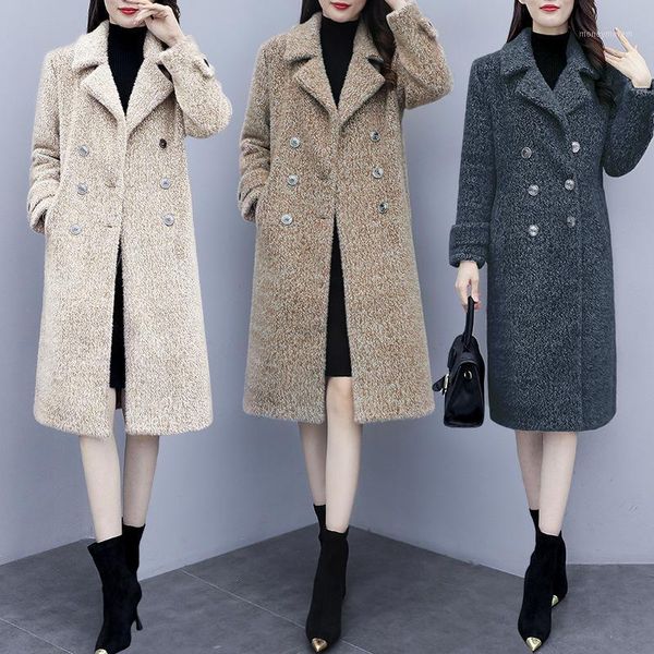 women's wool & blends coat for women's middle and long style autumn / winter 2021 korean fashion double breasted coat1, Black
women's wool & blends coat for women's middle and long style autumn / winter 2021 korean fashion double breasted coat1, Black