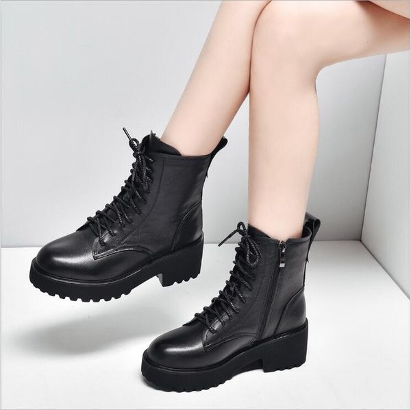 2020 winter new british style thick-soled leather boots layer cowhide lace-up ankle boots casual wild boots, Black
2020 winter new british style thick-soled leather boots layer cowhide lace-up ankle boots casual wild boots, Black