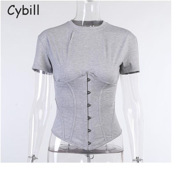 cybill short sleeve bustier women t shirt skinny slim gray tee lady clot sqccbq, White
cybill short sleeve bustier women t shirt skinny slim gray tee lady clot sqccbq, White