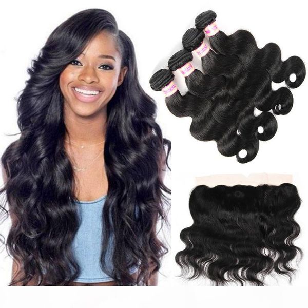 13x4 lace frontal with bundles peruvian malaysian indian brazilian virgin body wave hair weaves human hair 3 4 bundles with frontal closure, Black
13x4 lace frontal with bundles peruvian malaysian indian brazilian virgin body wave hair weaves human hair 3 4 bundles with frontal closure, Black
