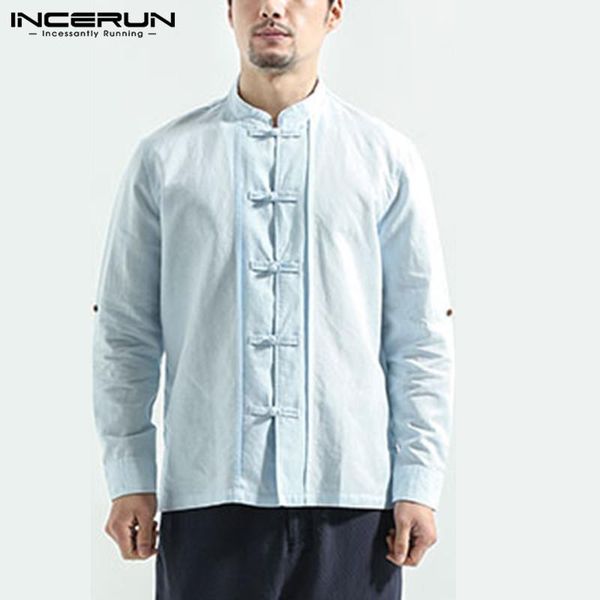 incerun chinese style shirt men solid color long sleeve elegant cotton vintage tang suit 2020 stand collar button camisas hombre, White;black
incerun chinese style shirt men solid color long sleeve elegant cotton vintage tang suit 2020 stand collar button camisas hombre, White;black