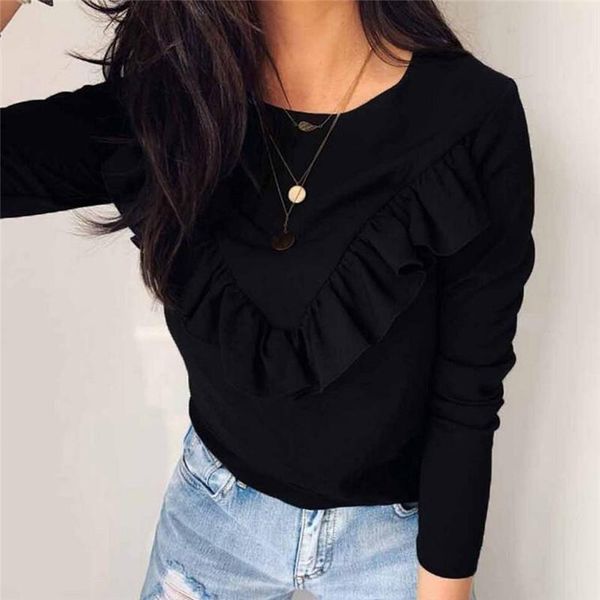 ruffles patchwork sweet women loose casual shirts long sleeve o neck female blouses white black khaki
ruffles patchwork sweet women loose casual shirts long sleeve o neck female blouses white black khaki