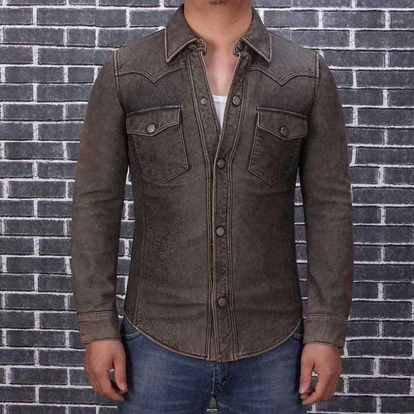 2020 vintage brown men slim fit american casual style leather shirt large size xxxl genuine thin sheepskin aturmn men shirt coat1, Black
2020 vintage brown men slim fit american casual style leather shirt large size xxxl genuine thin sheepskin aturmn men shirt coat1, Black