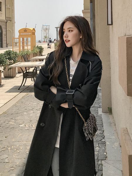 trench coat for women 2020 new mid-length spring autumn korean loose double breasted vintage windbreaker outwear with belt 1031, Tan;black
trench coat for women 2020 new mid-length spring autumn korean loose double breasted vintage windbreaker outwear with belt 1031, Tan;black