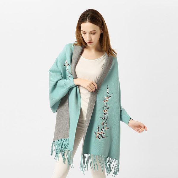 autumn and winter 2020 new women's scarf style shawl tassel cardigan embroidery plum blossom women's long sleeve cape coat, Blue;gray
autumn and winter 2020 new women's scarf style shawl tassel cardigan embroidery plum blossom women's long sleeve cape coat, Blue;gray