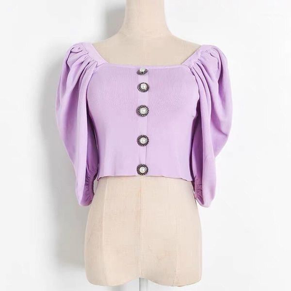 cute girls purple clothes knitted white crop pearls buttons black blue t-shirt women1
cute girls purple clothes knitted white crop pearls buttons black blue t-shirt women1