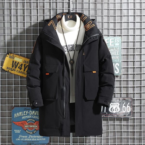 men's down jacket men and women mid-length korean version of outdoor tooling thick warm hooded winter clothes couple tide, Black
men's down jacket men and women mid-length korean version of outdoor tooling thick warm hooded winter clothes couple tide, Black