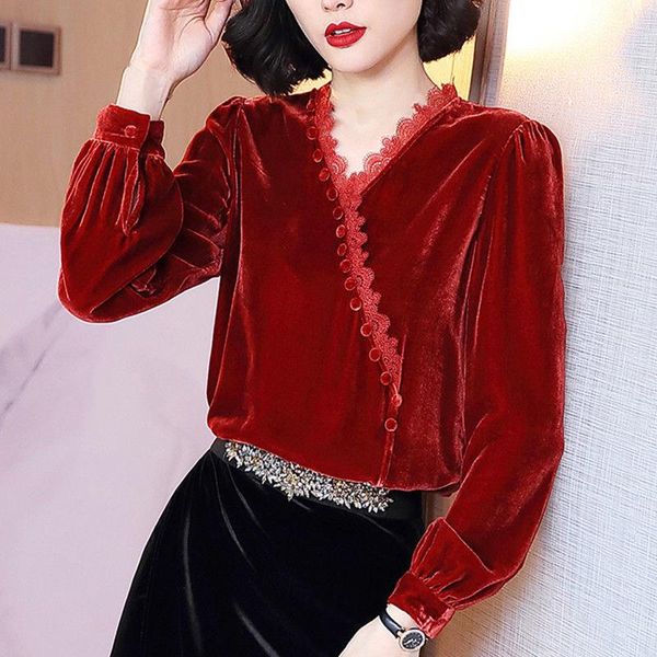 women's blouses & shirts spring fall fashion womens lace patchwork wine red black velvet blouse shirt , woman 3xl loose velour, White
women's blouses & shirts spring fall fashion womens lace patchwork wine red black velvet blouse shirt , woman 3xl loose velour, White
