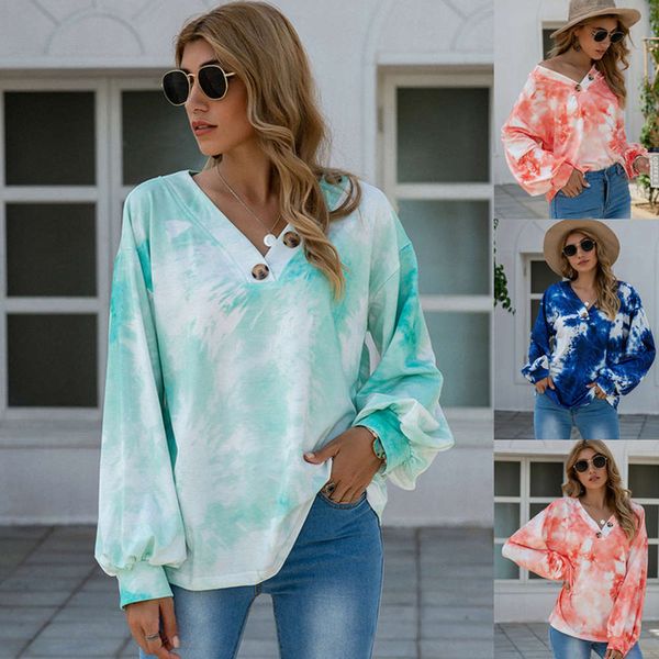 autumn and winter 2020 new women's tie dye printing loose v-neck long sve top, Black
autumn and winter 2020 new women's tie dye printing loose v-neck long sve top, Black