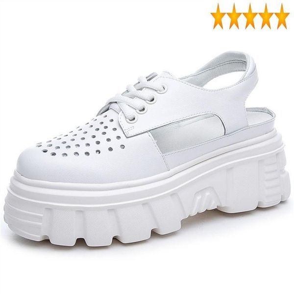 out summer women thick hollow platform white wedges shoes lace up ladies casual leather sandals street zapatos de mujer, Black
out summer women thick hollow platform white wedges shoes lace up ladies casual leather sandals street zapatos de mujer, Black