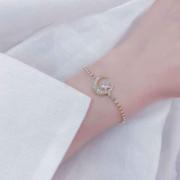 charm bracelets elegant delicate zircon bracelet moon star pattern bling shiny bangles women anniversary parties gift fashion jewelry, Golden;silver
charm bracelets elegant delicate zircon bracelet moon star pattern bling shiny bangles women anniversary parties gift fashion jewelry, Golden;silver