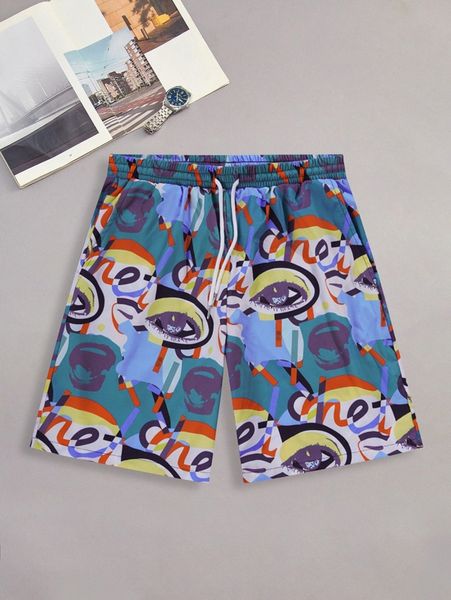 men abstract eye print shorts x5qc#, Black 
men abstract eye print shorts x5qc#, Black