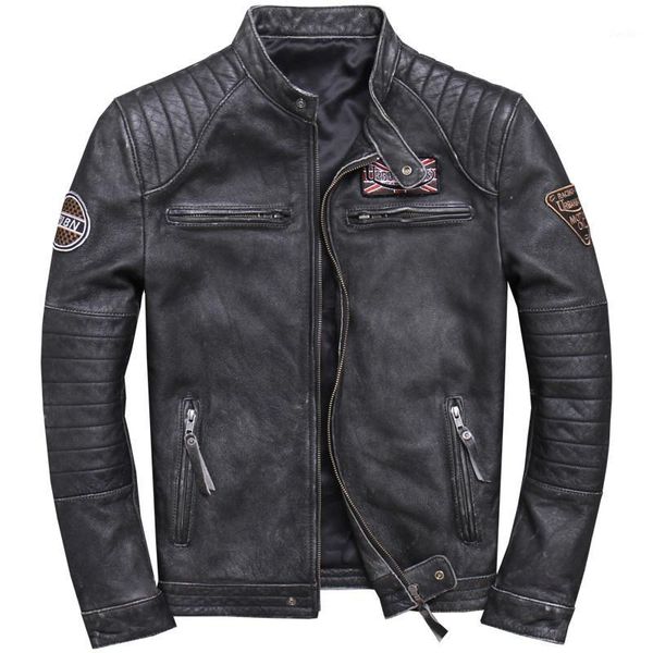 2019 vintage black men slim fit biker leather jacket plus size 4xl genuine cowhide spring motorcycle leather coat
2019 vintage black men slim fit biker leather jacket plus size 4xl genuine cowhide spring motorcycle leather coat