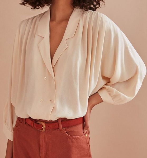 women's blouses & shirts women 2021 early autumn collar stereotypes pleated loose bat sleeve rayon girl literary shirt, White
women's blouses & shirts women 2021 early autumn collar stereotypes pleated loose bat sleeve rayon girl literary shirt, White