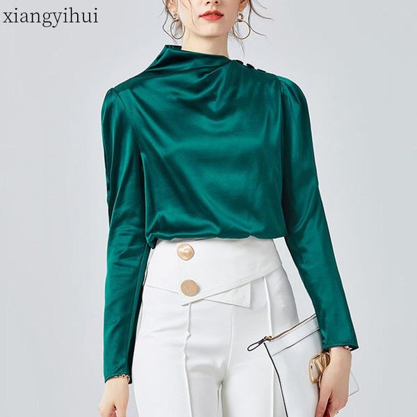 ruched elegant high collar satin silk shirt women white blouse female office ladies temperament work shirts red green
ruched elegant high collar satin silk shirt women white blouse female office ladies temperament work shirts red green