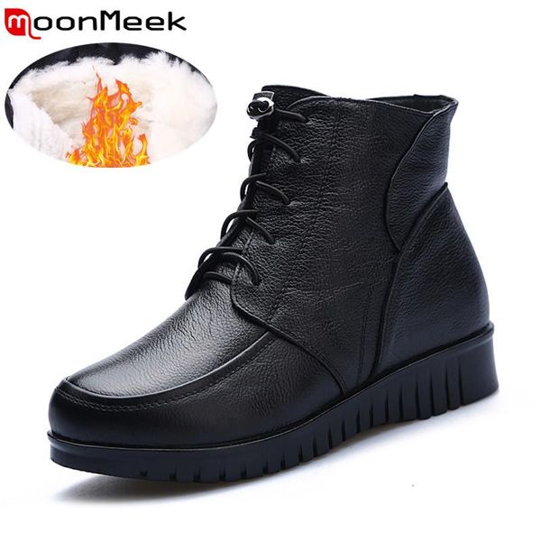 moonmeek 2020 new casual winter genuine leather boots round toe zip ladies ankle boots keep warm wool snow women, Black
moonmeek 2020 new casual winter genuine leather boots round toe zip ladies ankle boots keep warm wool snow women, Black