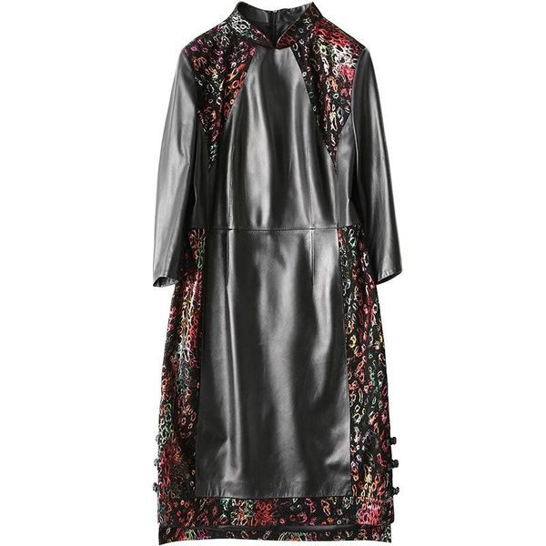 women's leather & faux genuine sheepskin suede coat spring autumn women dress suit lf2083, Black
women's leather & faux genuine sheepskin suede coat spring autumn women dress suit lf2083, Black