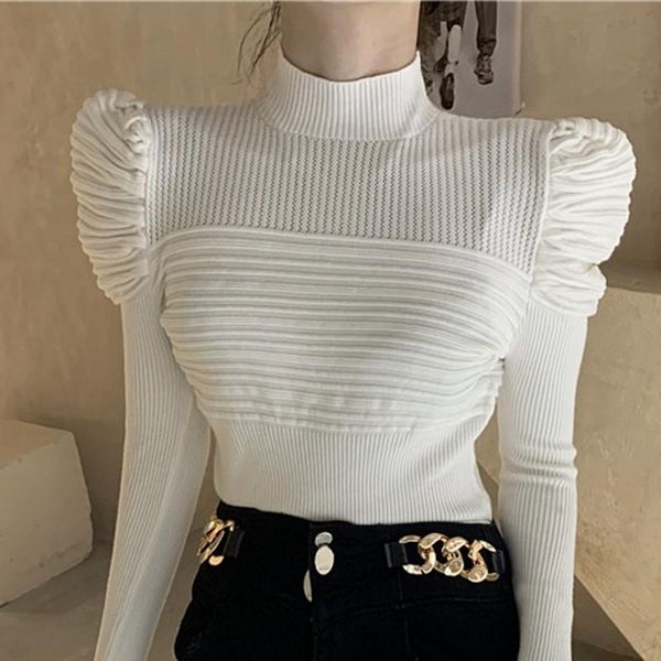 new pullover women knitted sweater puff sleeve pull female lady jumpers sw028, White;black
new pullover women knitted sweater puff sleeve pull female lady jumpers sw028, White;black